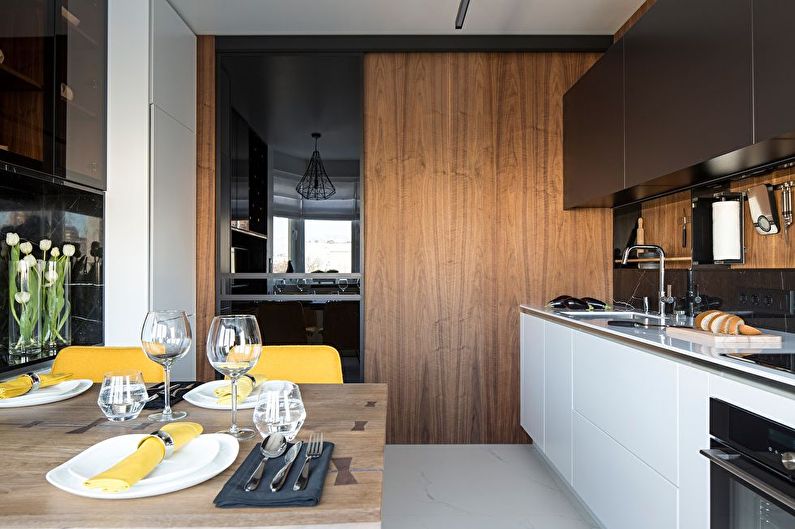Design della cucina nello stile del minimalismo dello studio Odnushechka