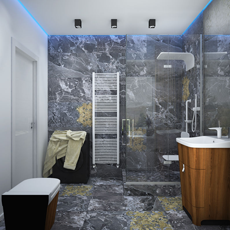 Casa de banho 6 m2 no estilo do minimalismo, Zhukovo
