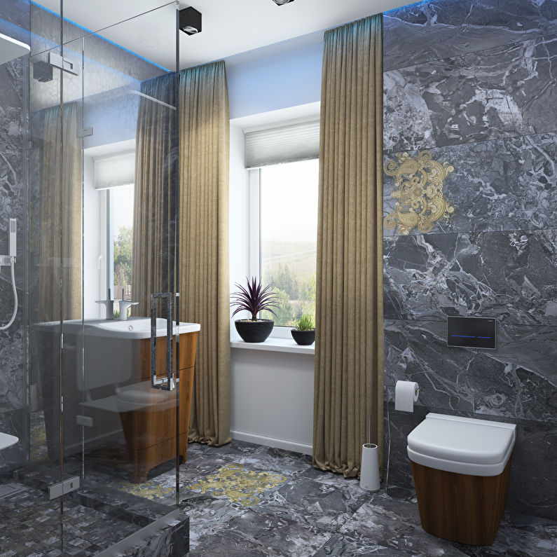 Badeværelse 6 m2 i stil med minimalisme, Zhukovo