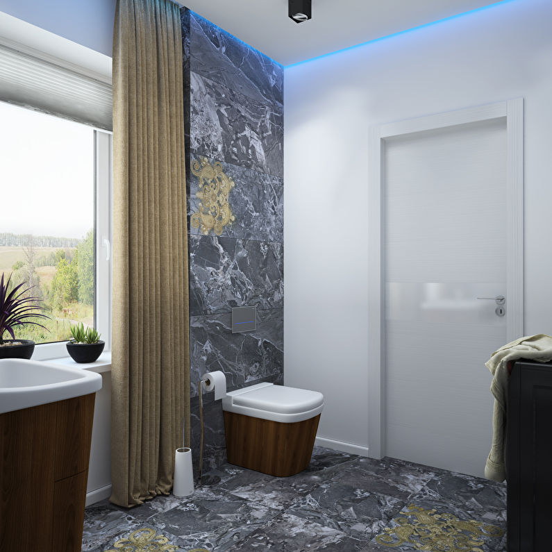 Kylpyhuone 6 m2 minimalistiseen tyyliin, Zhukovo