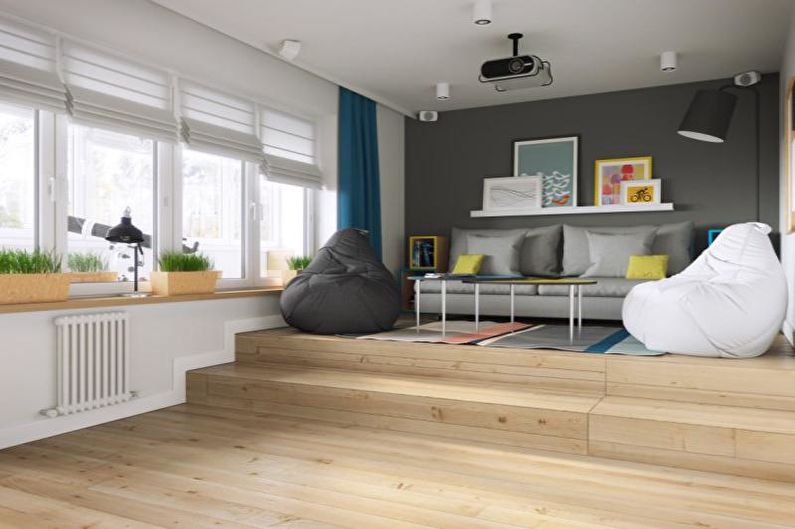Návrh obývacej izby v škandinávskom štýle - povrchová úprava podlahy