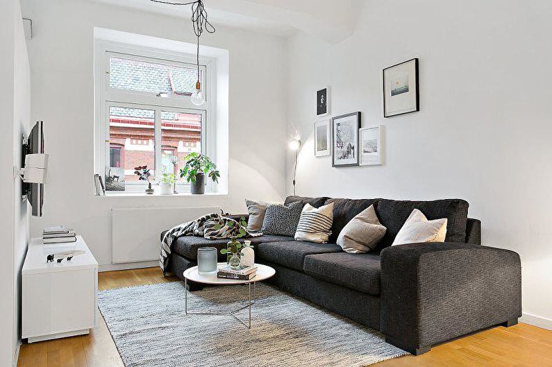 Škandinávsky dizajn obývacej izby - nástenné dekorácie