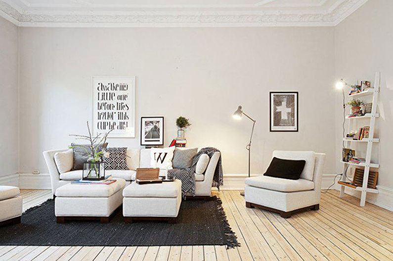 Diseño de sala de estar de estilo escandinavo - Decoración de pared