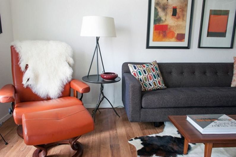 Návrh obývacej izby v škandinávskom štýle - dekor a textil