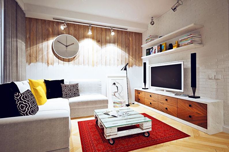 Ruang tamu gaya Scandinavia Kecil - Reka Bentuk Dalaman