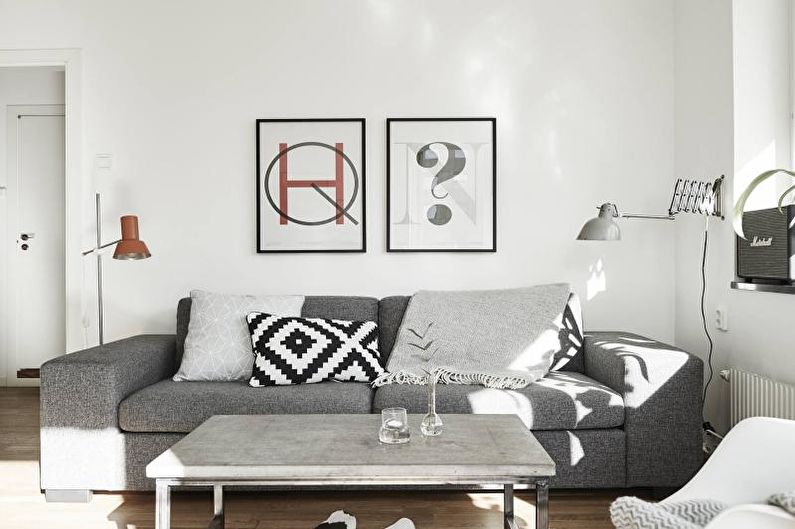 Mala dnevna soba skandinavskog stila - Dizajn interijera