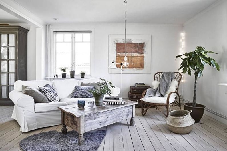 Dizajn interijera dnevne sobe u skandinavskom stilu - fotografija