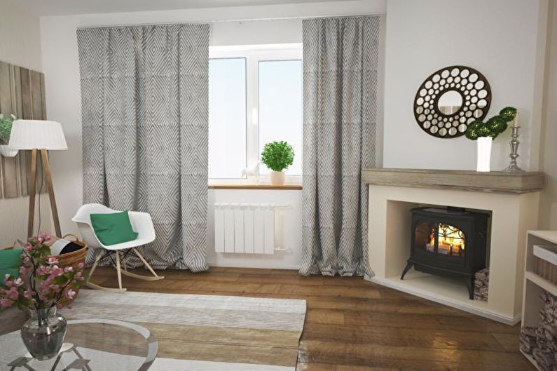 Návrh interiéru obývacího pokoje ve skandinávském stylu - fotografie