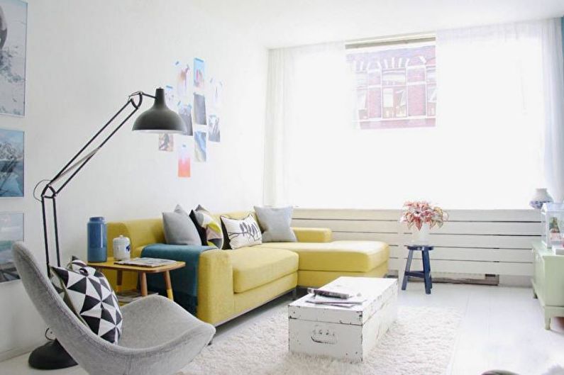 Návrh interiéru obývacej izby v škandinávskom štýle - fotografia