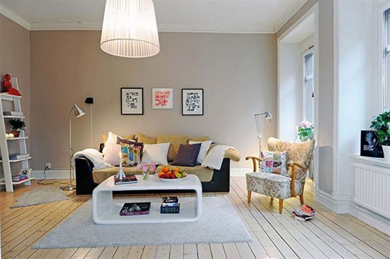 Diseño de interiores de sala de estar de estilo escandinavo - foto