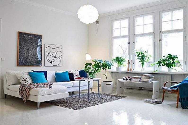 Interior design del salone di stile scandinavo - foto