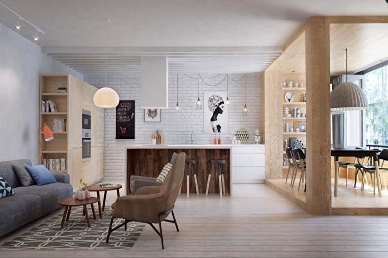 Design d'intérieur de salon de style scandinave - photo