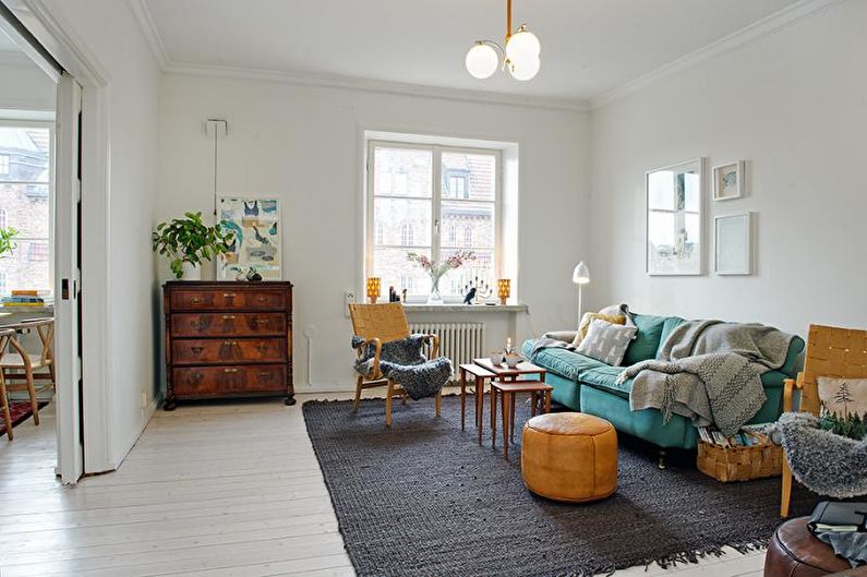 Дизајн ентеријера дневне собе скандинавског стила - фото