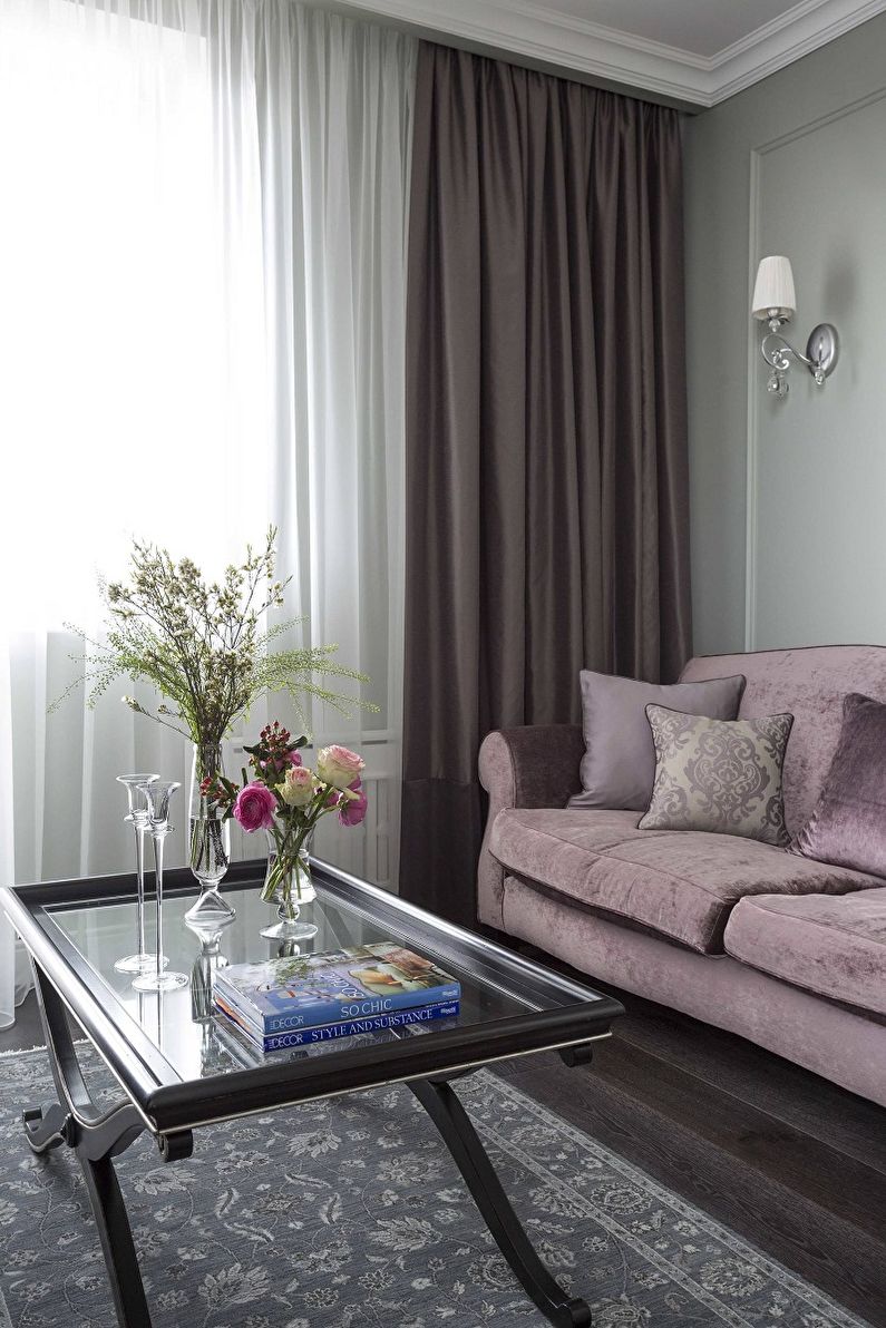 Cor lilás no interior da sala de estar - foto do projeto
