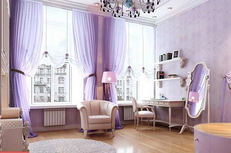 Lila színű a nappali belsejében - Design fotó
