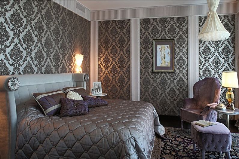 Ceriņu krāsa guļamistabas interjerā - dizaina foto