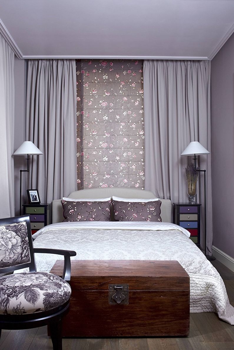 Љубичаста боја у унутрашњости спаваће собе - Дизајнерска фотографија