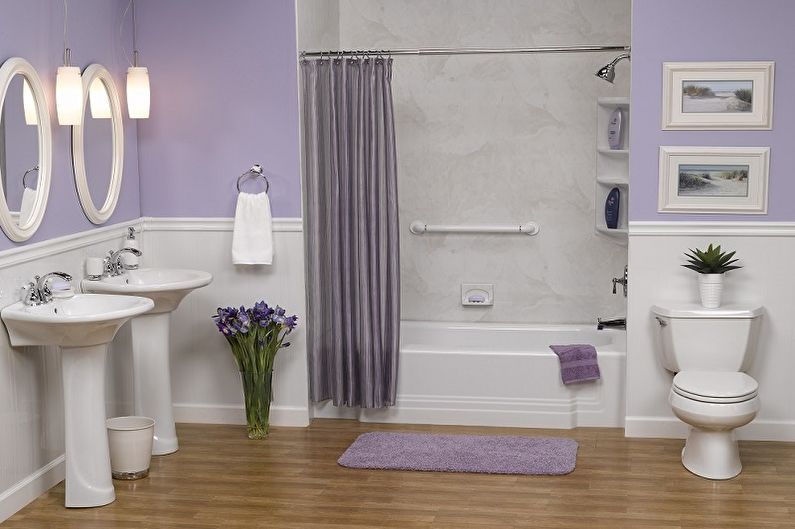 Colore lilla all'interno del bagno - Foto di design