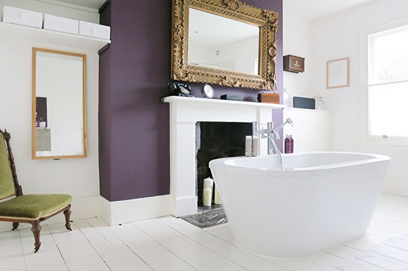 Ceriņu krāsa vannas istabas interjerā - dizaina foto