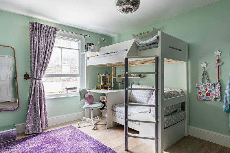 Люляк цвят в интериора на детска стая - Дизайн снимка