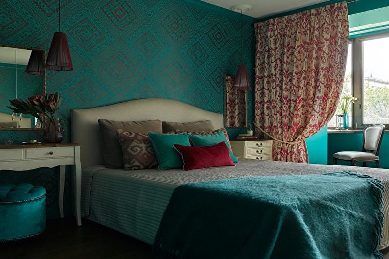 Krāsu kombinācija guļamistabas interjerā - Kontrasts