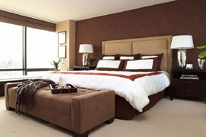 Kombinacija boja u unutrašnjosti spavaće sobe - običan dizajn