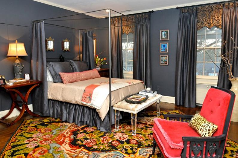 The combination of colors in the interior of the bedroom - photo