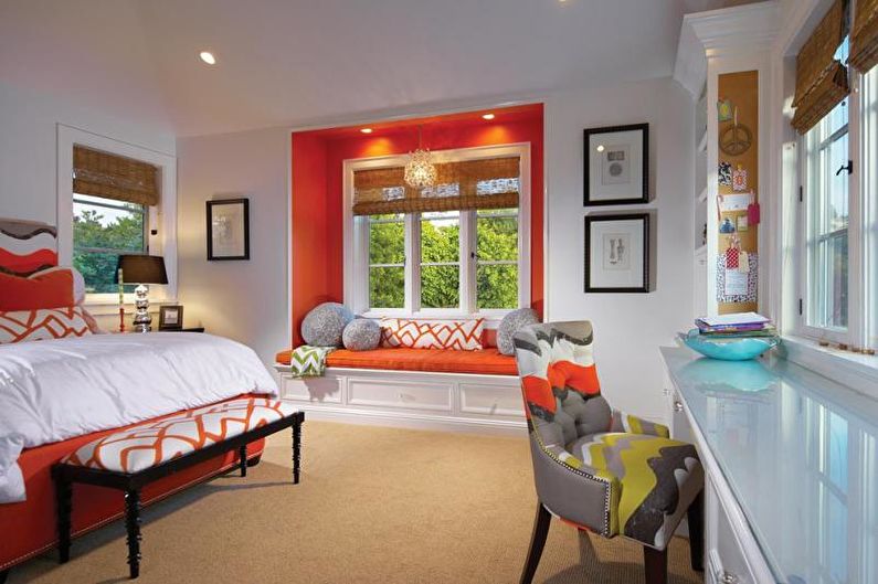 The combination of colors in the interior of the bedroom - photo
