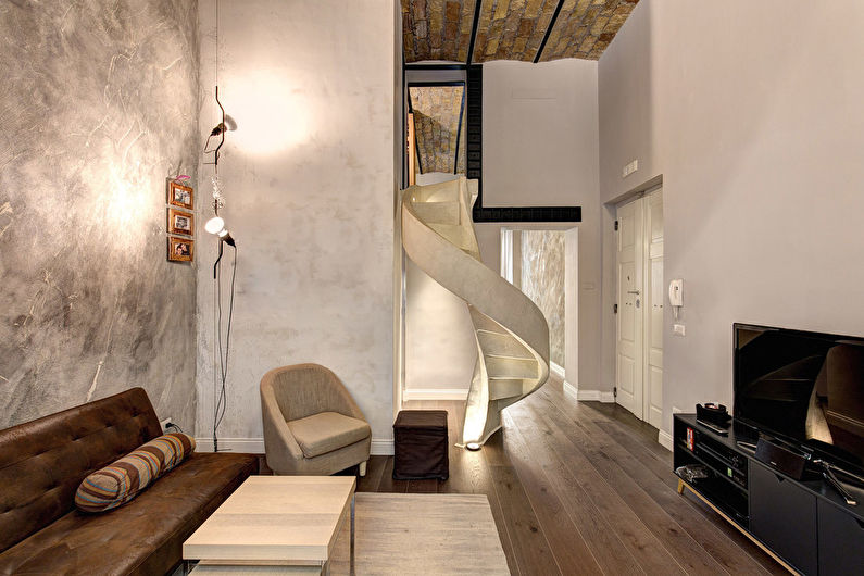 Beige Loft Style Wohnzimmer - Innenarchitektur