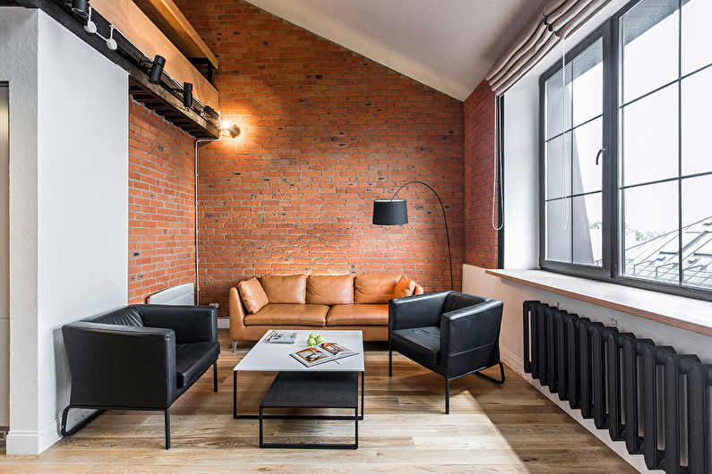 Sala de estar de estilo loft beige - Diseño de interiores