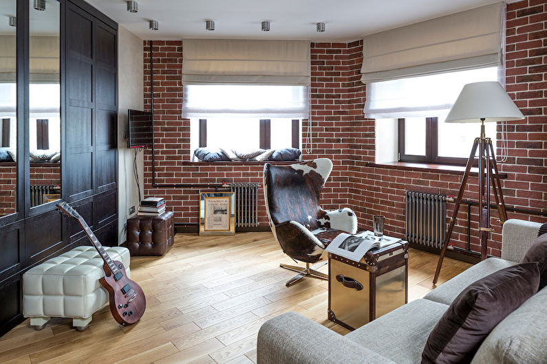 Loftový styl obývacího pokoje - podlahová úprava
