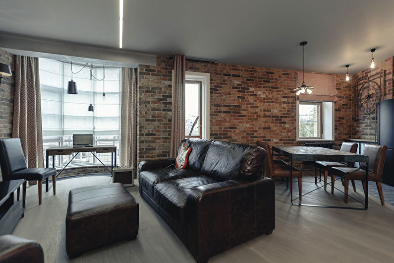 Loftový design obývacího pokoje - stropní úprava