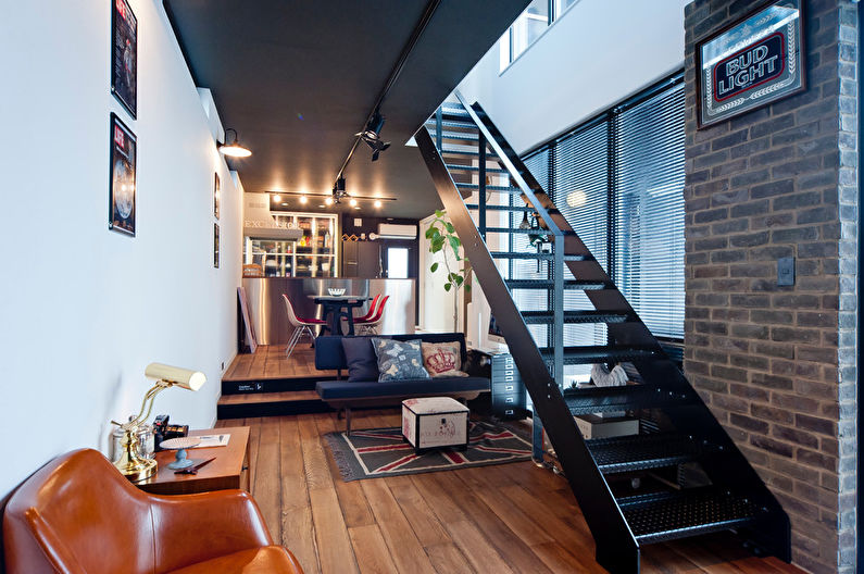 Design d'intérieur de salon de style loft - photo