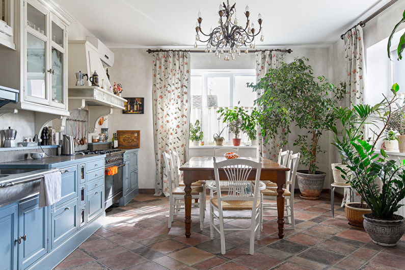 Dapur 20 sq.m. dalam gaya Provence - Reka Bentuk Dalaman