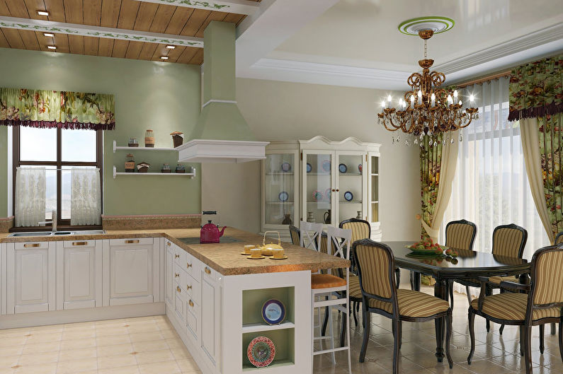 Virtuvė 20 kv.m. Provanso stiliumi - interjero dizainas