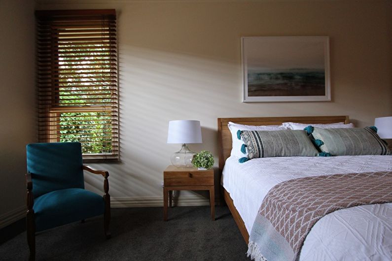 Skandināvu smilškrāsas guļamistaba - interjera dizains