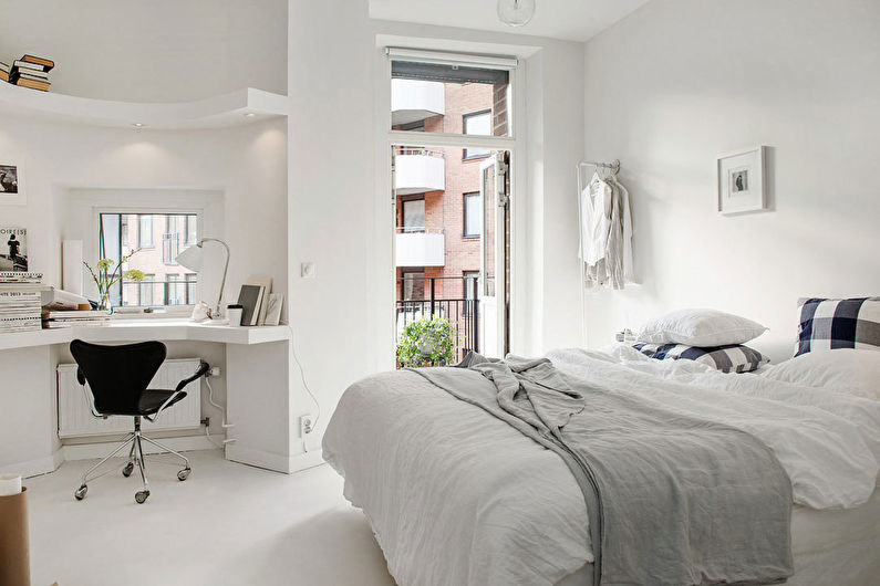 Dizajn spavaće sobe u skandinavskom stilu - ukras zidova