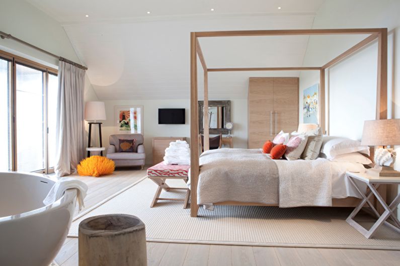 Дизайн на спалня в скандинавски стил - таванско покритие