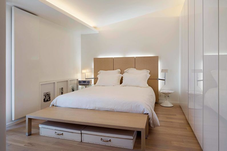 Skandināvu stila guļamistabas dizains - mēbeles
