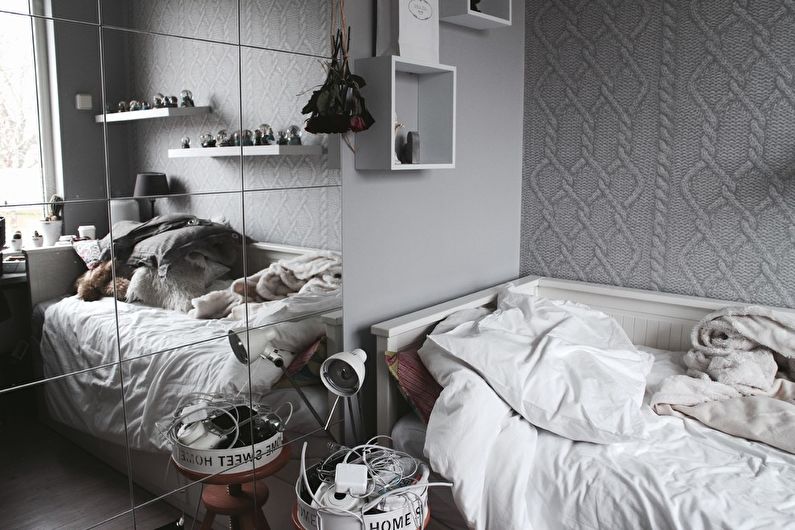 Mažas skandinaviško stiliaus miegamasis - interjero dizainas