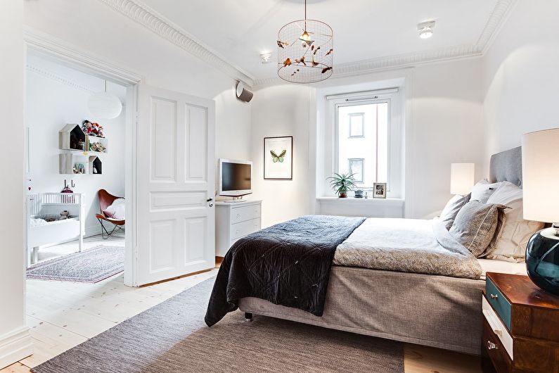 Design de interiores do quarto em estilo escandinavo - foto
