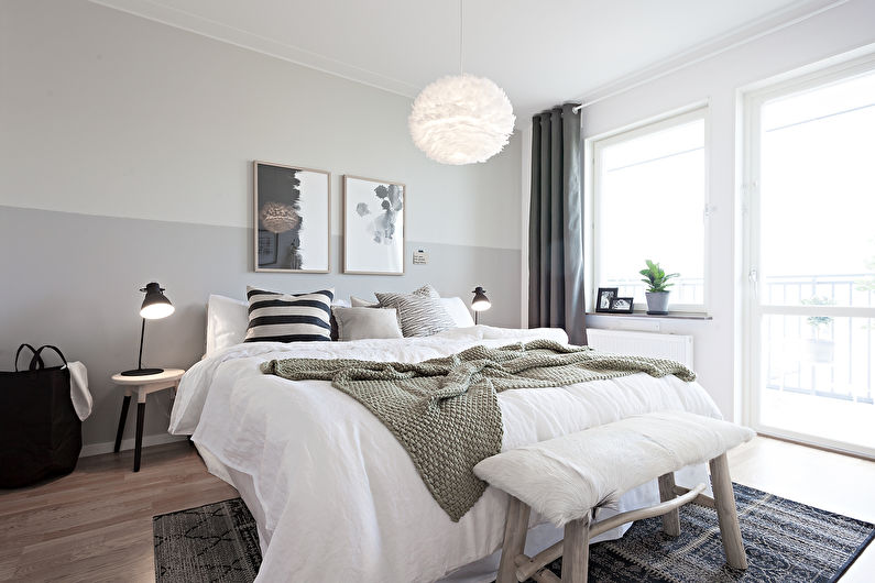 Skandināvu stila guļamistabas interjera dizains - foto
