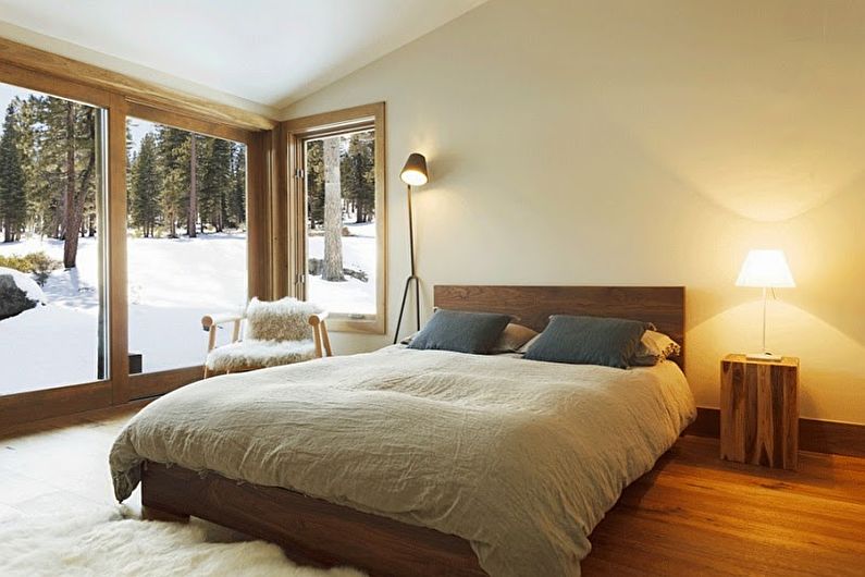 Skandinaviško stiliaus miegamojo interjero dizainas - nuotrauka