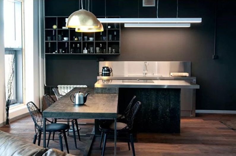 Cuisine 14 m2 dans un style high-tech - Design d'intérieur