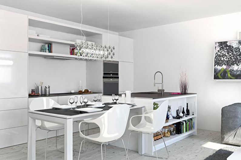 Cuisine blanche 14 m2 - Design d'intérieur