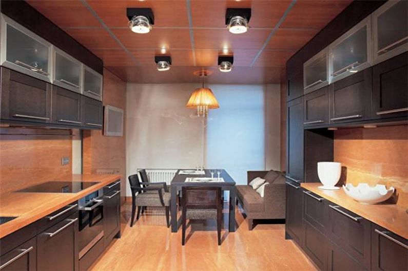 Smeđa kuhinja 14 m² - Dizajn interijera