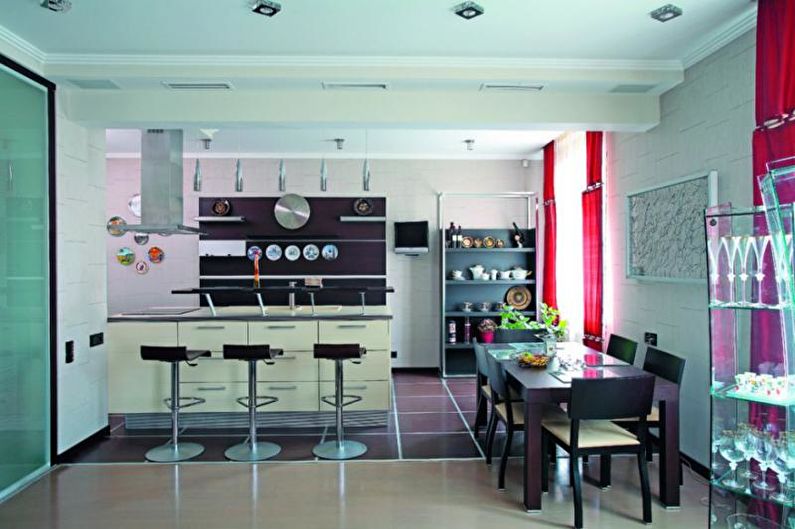 Le design intérieur de la cuisine est de 14 m². - photo