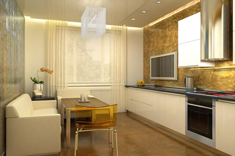 O design interior da cozinha é de 14 m². - Foto