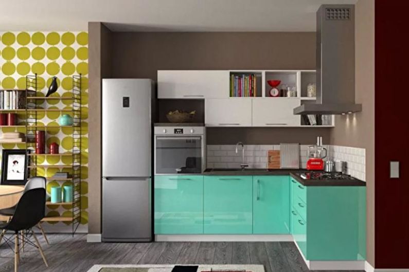 Unutarnji dizajn kuhinje je 14 m². - Fotografija