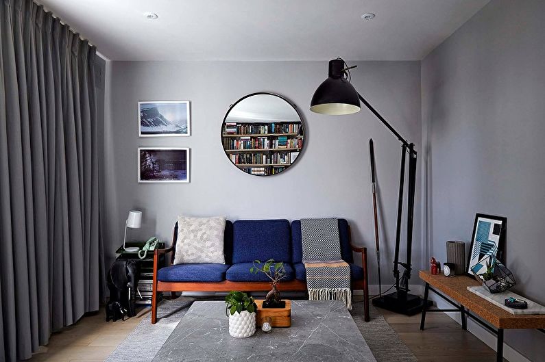Makitid na Living Room Design - Mga Solusyon sa Kulay